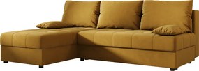 PROMOCJA Rozkładany dwustronny narożnik VENORIA SLIM 200x143 cm, musztardowy + 2 poduszki GRATIS II gatunek