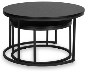 Zestaw Stolików Kawowych MANU MAX 60 cm/80 cm Czarny Nowoczesny Loft