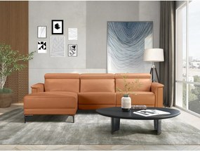 Brązowy narożnik z imitacji skóry (lewostronny) Lund – Støraa