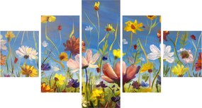 Malowany obraz kwitnącej łąki (125x70 cm)