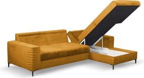 Masseno Narożnik GRIFO z funkcją spania i pojemnikiem na pościel Narozniki L, Rozkładana sofa - Żółty, VELLUTO MUSTARD 8