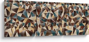 Obraz trójkątów (z zegarem) (90x30 cm)