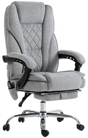 Vinsetto Ergonomiczne Krzesło Biurowe z Masażem, Podnóżkiem, Obrotowe, na Kółkach, Szare