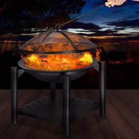 Gardebruk Palenisko z miejscem na drewno FIRE, Ø55cm, czarna