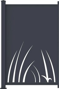 Aluminiowe ogrodzenie z laserowo wyciętym motywem roślinnym - Zestaw rozszerzający - W164 x S110 cm - Antracyt - BRAMENO