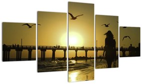 Obraz - Spacer po plaży (125x70 cm)