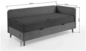 Jasnoniebieskie tapicerowane łóżko jednoosobowe ze schowkiem 90x200 cm Cabana – Meise Möbel