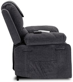 Fotel Masujący FENIX z Funkcją Wstawania Elektrycznie Rozkładany Ciemny Popiel Nowoczesny