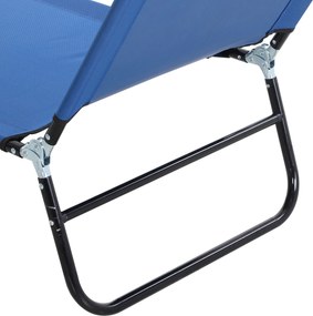 Outsunny Leżak Ogrodowy Niebieski Stalowy Regulowane Oparcie Komfort na Balkonie i Kempingu 188x56x28cm | Aosom PL