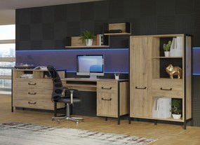 Loftowe biurko młodzieżowe z kontenerkiem i półką Oriental Tree 212