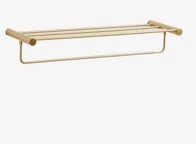 Wieszak Ścienny Na Ręczniki Do Łazienki Z Półką Ze Stali Nierdzewnej Devon Szczotkowane Złoto - Sklum