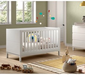 Białe łóżeczko z litego drewna sosnowego 70x140 cm Eva – Vipack