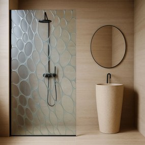 Ścianka prysznicowa WALK IN artystyczna z motywem kropli prostokątna 8 mm Arte Fusion Drop Classic MASSI | Różne rozmiary : Kolor profili kabiny - chrom / srebrny, Szerokość ścianki - 120 cm, Typ montażu - WALK in FIX (Do ściany)