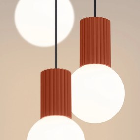 Lampa wisząca HALO 3P ochra czerwona ryflowana SOLLUX  LIGHTING