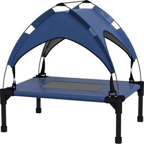 PawHut Legowisko dla Psa z Baldachimem, Zewnętrzne, Przenośne, Wodoodporne, do 30 kg, 61 x 46 x 63 cm, Ciemnoniebieskie