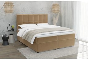 Łóżko boxspring ze schowkiem 200x200 cm w kolorze ochry Flip – Ropez