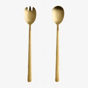 Zestaw 2 Sztućców Do Sałatek Ze Stali Nierdzewnej Sornia Złoto - Sklum