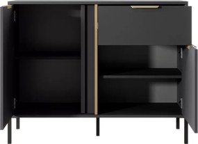 Komoda Zante V – elegancka komoda w kolorze antracytowym ze złotymi detalami, 2-drzwiowa z 1 szufladą
