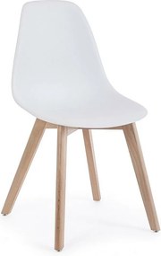 Zestaw 4 białych krzeseł z polipropylenu i drewnianymi nogami - SYSTEM