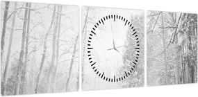 Obraz - Drewniane molo zimą (z zegarem) (90x30 cm)