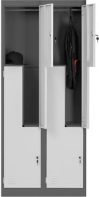 Szafa socjalna czterokomorowa Julia 80x45x185 cm antracyt/biały