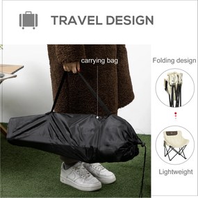 Outsunny Składane krzesło campingowe, rama stalowa, siedzisko z tkaniny, torba, Biały