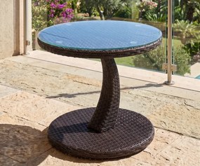 Stolik na balkon z technorattanu okrągły stoliczek kawowy nowoczesny design