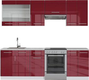 Aneks kuchenny bordowy wysoki połysk/biały 240x60x81.6 fame-line