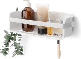 Biała samoprzylepna półka łazienkowa z plastiku z recyklingu Flex Adhesive – Umbra
