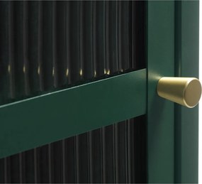 Zielona metalowa witryna Unique Furniture Bronco, wys. 160 cm