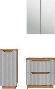 Zestaw mebli łazienkowych dąb/szary w paski 58.9x32x62.5 lotta