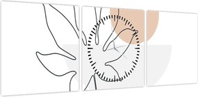 Obraz - Line art flowers N⁰3 (z zegarem) (90x30 cm)