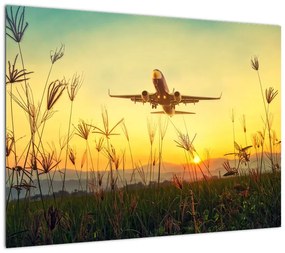 Obraz na szkle - startujący samolot (70x50 cm)