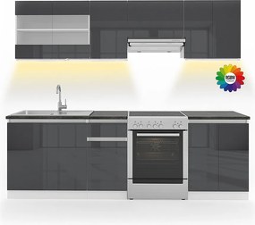 Szafka kuchenna antracytowy wysoki połysk/biały 240x60x81.6 raul