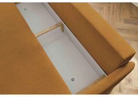 Musztardowa sztruksowa rozkładana sofa 211 cm Marcel – Bobochic Paris
