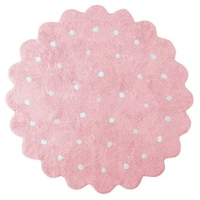 Różowy bawełniany dywan dziecięcy tkany ręcznie odpowiedni do prania ø140 cm Little Biscuit Pink – Lorena Canals