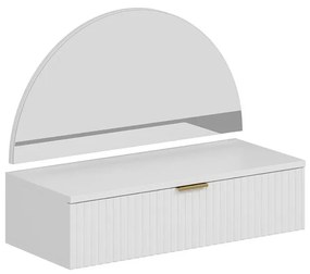 Toaletka wisząca z lustrem i oświetleniem LED - 1 szuflada - Biały - FRALYN marki Pascal Morabito