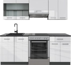 Aneks kuchenny biały wysoki połysk/antracyt 200x60x81.6 r-line