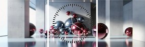 Obraz - 3D przestrzeń z kulami II. (z zegarem) (90x30 cm)