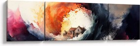 Obraz - W wirze powodzi, akwarela (170x50 cm)
