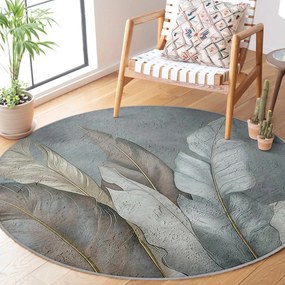 Zielono-szary okrągły dywan odpowiedni do prania ø 80 cm Dusty Leaves – Mila Home