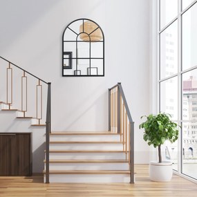 HOMCOM Lustro ścienne czarne do przedpokoju z metalową ramą 70x50 cm design okno | Aosom PL
