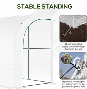 Outsunny Szklarnia ogrodowa z pokrywą foliową, UV-odporna, 3 poziomy, drzwi na zamku błyskawicznym, Biała