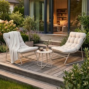 Zestaw Mebli Ogrodowych NIKEA Beżowy 2x Fotel Stolik Tarasowy Nowoczesny