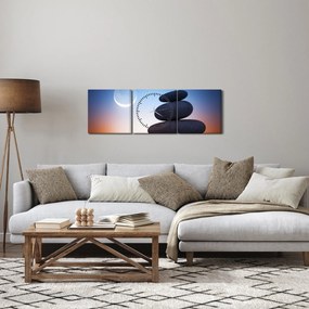 Obraz ułożonych kamieni jeden na drugim (z zegarem) (90x30 cm)