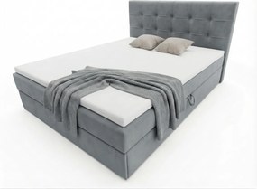 Tapicerowane łóżko boxspring DIRELIS TRINITY 160x200 cm szare Materac: Materac sprężynowy Bonell