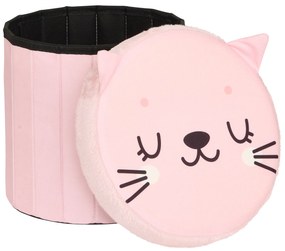 Różowa pufa kotek dla dzieci ANOKI, Ø 30 cm