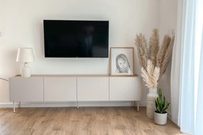 Szafka RTV Desin na metalowych nogach 220 cm - kaszmir / dąb nagano
