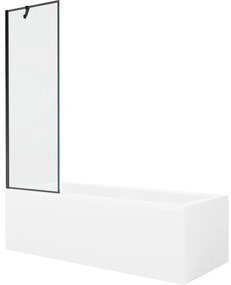 Mexen Cubik wanna prostokątna 150 x 70 cm z obudową i parawanem 1-skrzydłowym 60 cm, czarny wzór - 550315070X9506007070