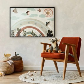 Plakat Tęcza i ptaki 60x40 cm z ramą czarną bez marginesu ARTGEIST B